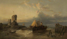 Картина "dordrecht, holland. fishing boats" художника "уэбб джеймс"