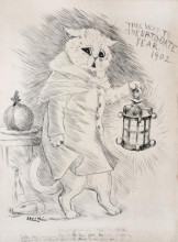 Картина "catastrophies are &#39;off&#39; in 1902 take care how you step into the new year. december is rather a trying month to get through, what with christmas, and new year&#39;s eve" художника "уэйн луис"