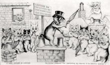 Копия картины "a free lecture in catville the learned professor was expounding his theories to an attentive audience" художника "уэйн луис"