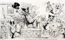 Картина "when suddenly the lecture platform became too hot to hold him" художника "уэйн луис"