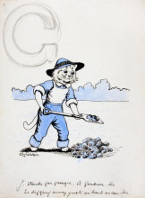 Репродукция картины "g stands for georgie, a gardener. he is digging away just as hard as he can be" художника "уэйн луис"