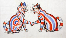 Копия картины "striped cats" художника "уэйн луис"