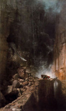 Репродукция картины "dragon walking between rocks" художника "бёклин арнольд"