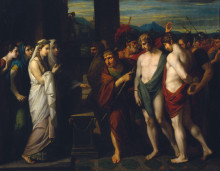 Картина "pylades and orestes brought as victims before iphigenia" художника "уэст бенджамин"