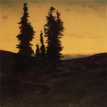 Копия картины "fir trees at sunset" художника "бёклин арнольд"