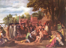 Репродукция картины "the treaty of penn with the indians" художника "уэст бенджамин"