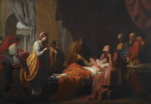 Копия картины "erasistratus the physician discovers the love of antiochus for stratonice" художника "уэст бенджамин"