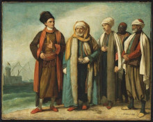 Картина "the ambassador from tunis with his attendants as he appeared in england in 1781" художника "уэст бенджамин"