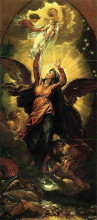 Копия картины "the woman clothed with the sun fleeth from the persecution of the dragon" художника "уэст бенджамин"