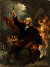 Репродукция картины "benjamin franklin drawing electricity from the sky" художника "уэст бенджамин"