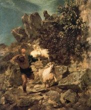 Репродукция картины "pan frightening a shepherd" художника "бёклин арнольд"