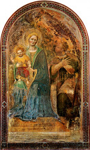 Картина "madonna and child with angels madonna and child with angels gentile da fabriano fresco orvieto, cathedral" художника "фабриано джентиле да"