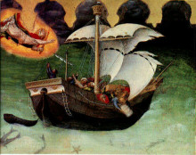 Картина "quaratesi altarpiece, st.nicholas saves a storm tossed ship" художника "фабриано джентиле да"