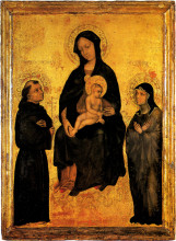 Картина "madonna in gloria between saint francis and santa chiara gentile da fabriano" художника "фабриано джентиле да"