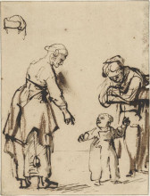 Копия картины "two standing women with a child" художника "фабрициус карел"
