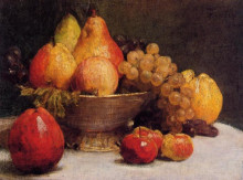 Репродукция картины "bowl of fruit" художника "фантен-латур анри"