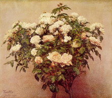 Репродукция картины "rose trees white roses" художника "фантен-латур анри"