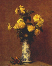 Репродукция картины "chrysanthemums" художника "фантен-латур анри"