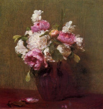 Репродукция картины "white peonies and roses, narcissus" художника "фантен-латур анри"
