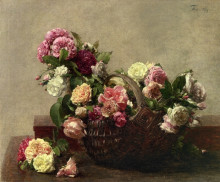 Репродукция картины "basket of roses" художника "фантен-латур анри"