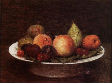 Репродукция картины "plate of fruit" художника "фантен-латур анри"