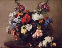 Репродукция картины "bouquet of diverse flowers" художника "фантен-латур анри"