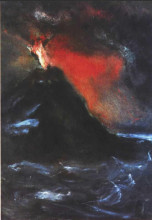 Репродукция картины "the volcano" художника "бёклин арнольд"