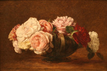 Репродукция картины "roses in a bowl" художника "фантен-латур анри"