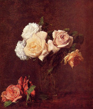 Репродукция картины "roses in a vase" художника "фантен-латур анри"