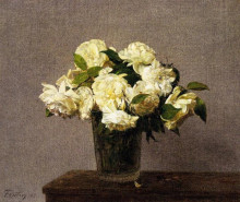 Репродукция картины "white roses in a vase" художника "фантен-латур анри"