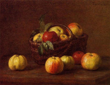 Картина "apples in a basket on a table" художника "фантен-латур анри"