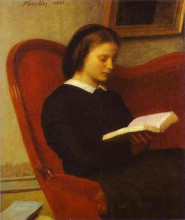 Картина "the reader (marie fantin latour, the artist&#39;s sister)" художника "фантен-латур анри"