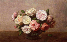 Картина "bowl of roses" художника "фантен-латур анри"