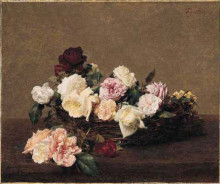 Репродукция картины "a basket of roses" художника "фантен-латур анри"