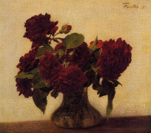 Картина "dark roses on light background" художника "фантен-латур анри"