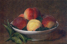 Картина "peaches in a bowl" художника "фантен-латур анри"