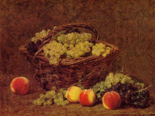 Репродукция картины "basket of white grapes and peaches" художника "фантен-латур анри"