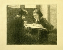 Репродукция картины "the-embroiderers, no. 3" художника "фантен-латур анри"