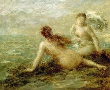 Репродукция картины "bathers by the sea" художника "фантен-латур анри"