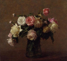 Репродукция картины "bouquet of roses" художника "фантен-латур анри"