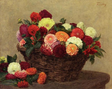 Копия картины "basket of dahlias" художника "фантен-латур анри"