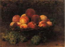 Копия картины "basket of peaches" художника "фантен-латур анри"
