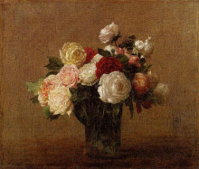 Копия картины "roses in a glass vase" художника "фантен-латур анри"