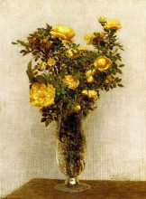 Картина "roses lying on gold velvet" художника "фантен-латур анри"