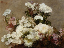 Картина "white phlox summer chrysanthemum and larkspur" художника "фантен-латур анри"