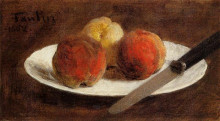 Репродукция картины "plate of peaches" художника "фантен-латур анри"