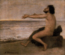 Картина "odysseus by the sea" художника "бёклин арнольд"