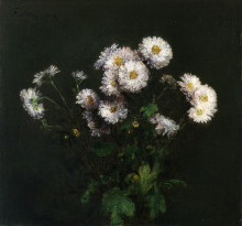 Репродукция картины "bouquet of white chrysanthemums" художника "фантен-латур анри"