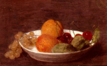 Репродукция картины "a bowl of fruit" художника "фантен-латур анри"