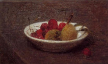 Репродукция картины "still life of cherries and almonds" художника "фантен-латур анри"